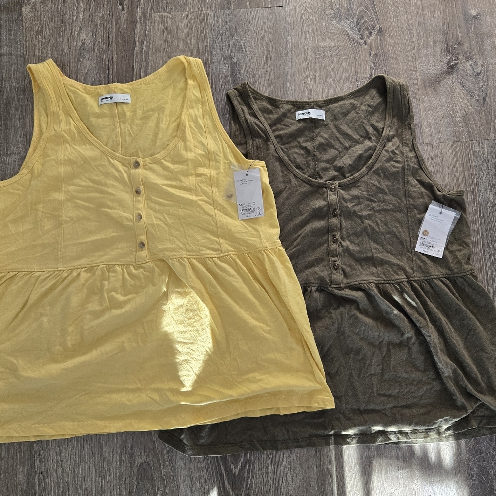 Sonoma Yellow and Brown Tank Tops